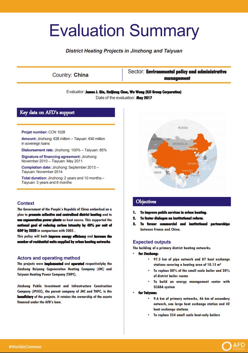 Evaluation Summary - District Heating Projects in Jinzhong and Taiyuan